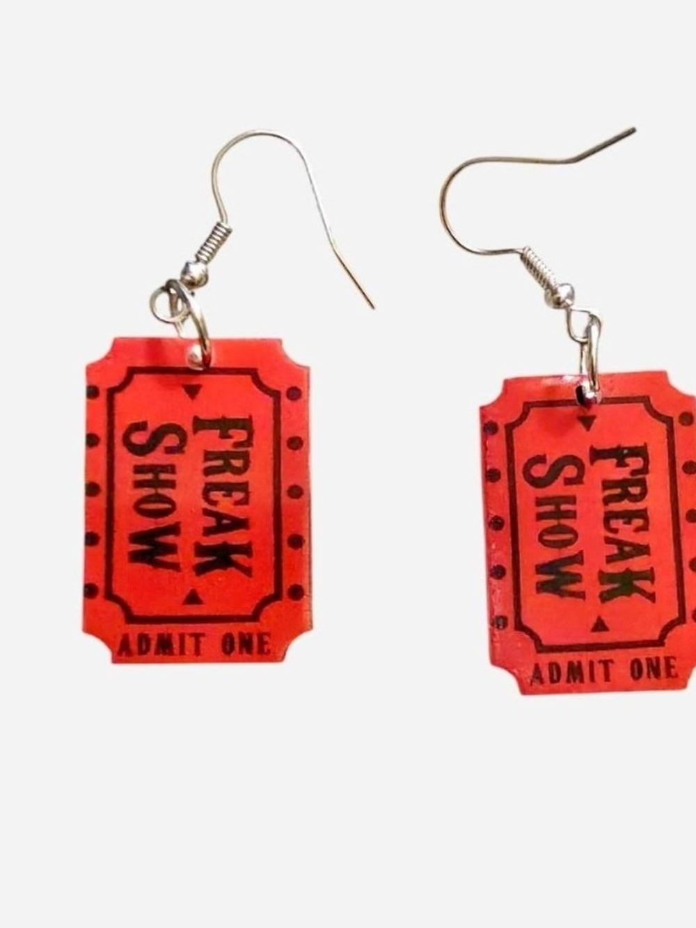 Red 'Freak Show' Ticket Earrings